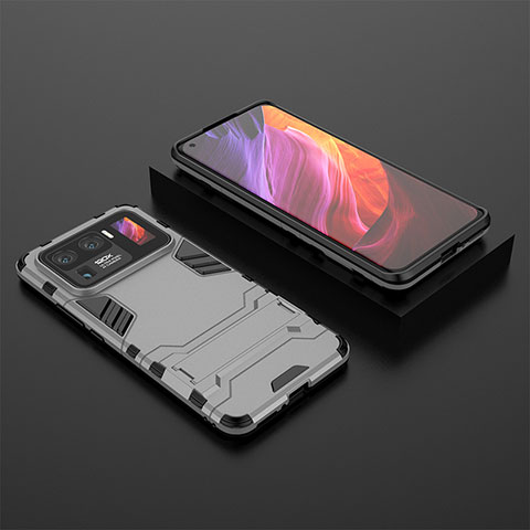 Custodia Silicone e Plastica Opaca Cover con Supporto A02 per Xiaomi Mi 11 Ultra 5G Argento