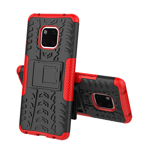 Custodia Silicone e Plastica Opaca Cover con Supporto A03 per Huawei Mate 20 Pro Rosso