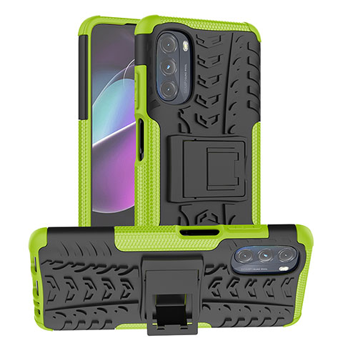 Custodia Silicone e Plastica Opaca Cover con Supporto A03 per Motorola Moto G 5G (2022) Verde