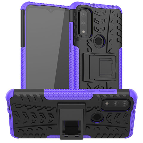 Custodia Silicone e Plastica Opaca Cover con Supporto A03 per Motorola Moto G Pure Viola