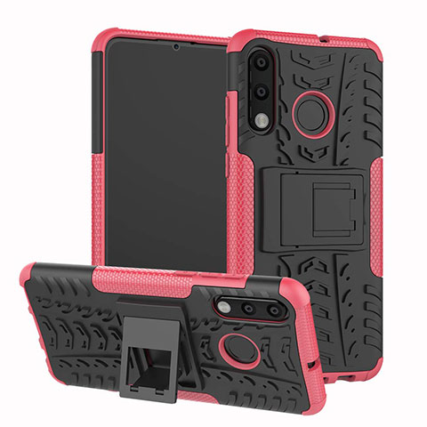 Custodia Silicone e Plastica Opaca Cover con Supporto A04 per Huawei Nova 4e Rosa