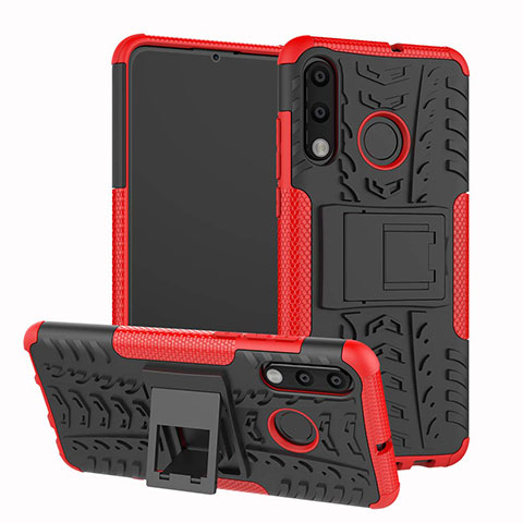 Custodia Silicone e Plastica Opaca Cover con Supporto A04 per Huawei P30 Lite New Edition Rosso