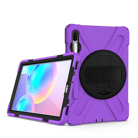 Custodia Silicone e Plastica Opaca Cover con Supporto A04 per Samsung Galaxy Tab S6 10.5 SM-T860 Viola