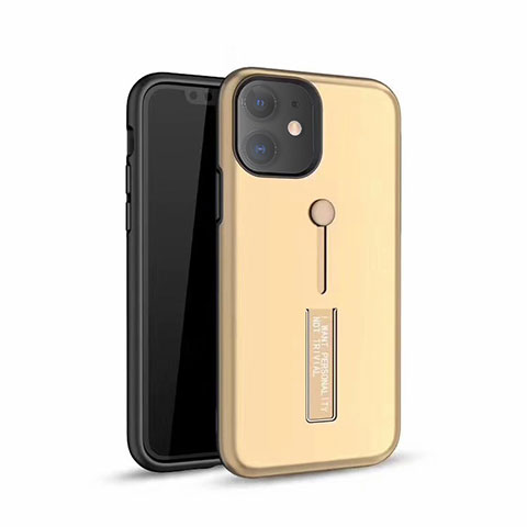 Custodia Silicone e Plastica Opaca Cover con Supporto A07 per Apple iPhone 11 Oro