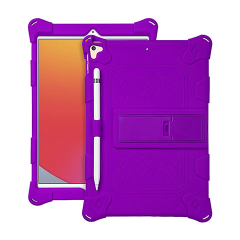 Custodia Silicone e Plastica Opaca Cover con Supporto H01 per Apple iPad 10.2 (2021) Viola