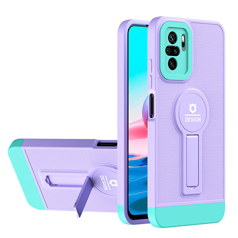 Custodia Silicone e Plastica Opaca Cover con Supporto H01P per Xiaomi Redmi Note 10S 4G Viola