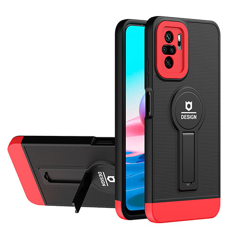 Custodia Silicone e Plastica Opaca Cover con Supporto H01P per Xiaomi Redmi Note 11 SE India 4G Rosso e Nero