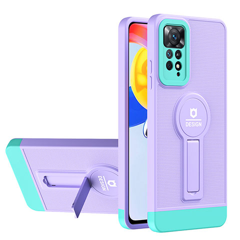 Custodia Silicone e Plastica Opaca Cover con Supporto H01P per Xiaomi Redmi Note 11S 4G Viola