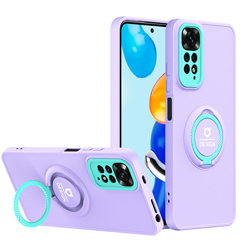 Custodia Silicone e Plastica Opaca Cover con Supporto H02P per Xiaomi Redmi Note 11 Pro 4G Viola