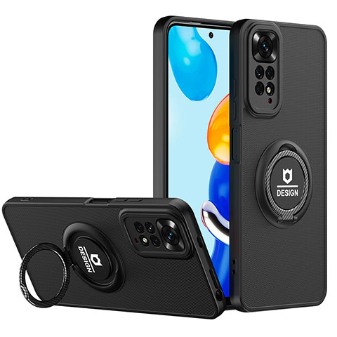 Custodia Silicone e Plastica Opaca Cover con Supporto H02P per Xiaomi Redmi Note 11 Pro 5G Nero