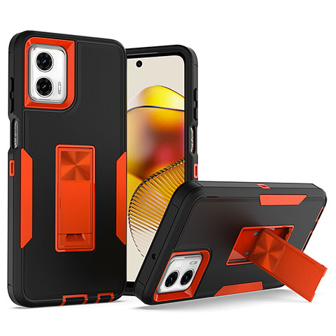 Custodia Silicone e Plastica Opaca Cover con Supporto J01S per Motorola Moto G Power 5G (2023) Arancione