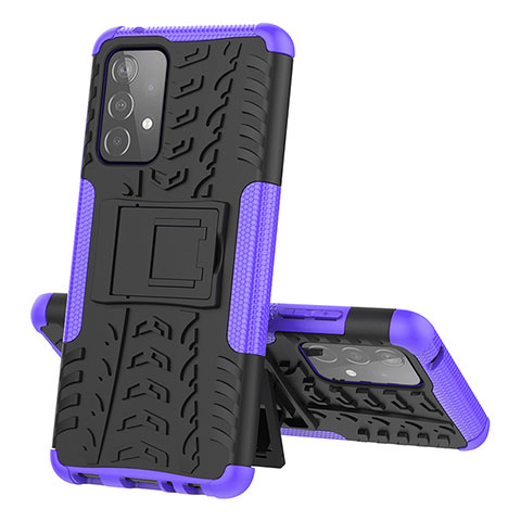 Custodia Silicone e Plastica Opaca Cover con Supporto J01X per Samsung Galaxy A52 5G Viola