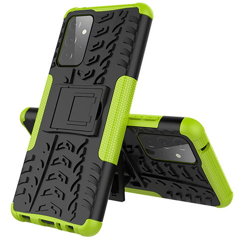 Custodia Silicone e Plastica Opaca Cover con Supporto J01X per Samsung Galaxy A72 4G Verde