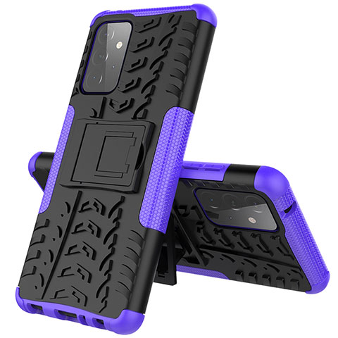 Custodia Silicone e Plastica Opaca Cover con Supporto J01X per Samsung Galaxy A72 4G Viola