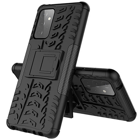 Custodia Silicone e Plastica Opaca Cover con Supporto J01X per Samsung Galaxy A72 5G Nero