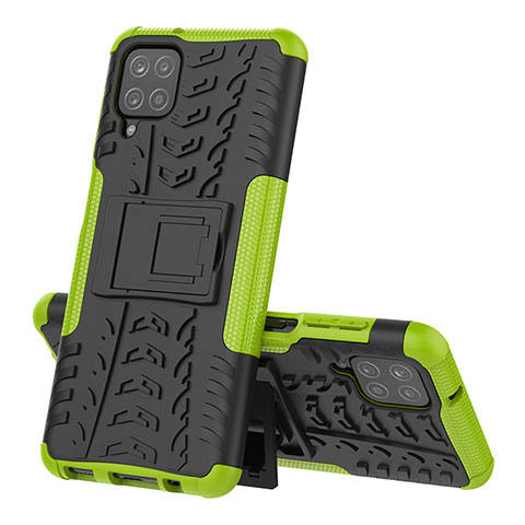 Custodia Silicone e Plastica Opaca Cover con Supporto J01X per Samsung Galaxy M12 Verde