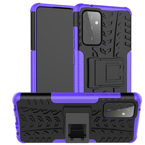 Custodia Silicone e Plastica Opaca Cover con Supporto J02X per Samsung Galaxy A72 5G Viola