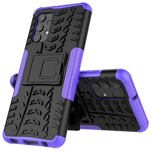 Custodia Silicone e Plastica Opaca Cover con Supporto JX01 per Samsung Galaxy M32 5G Viola