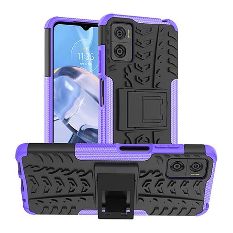 Custodia Silicone e Plastica Opaca Cover con Supporto JX1 per Motorola Moto E22 Viola