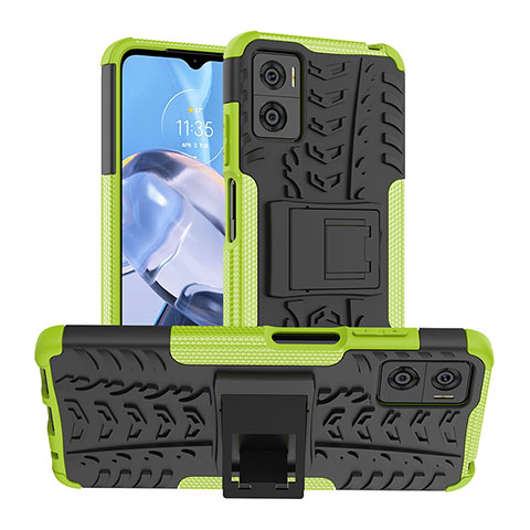 Custodia Silicone e Plastica Opaca Cover con Supporto JX1 per Motorola Moto E22i Verde