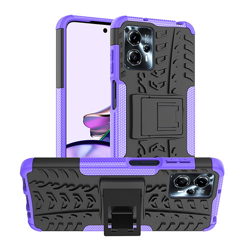 Custodia Silicone e Plastica Opaca Cover con Supporto JX1 per Motorola Moto G13 Viola