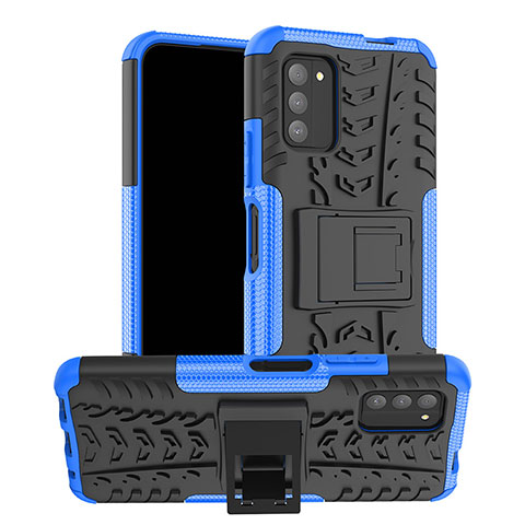 Custodia Silicone e Plastica Opaca Cover con Supporto JX1 per Nokia G100 Blu