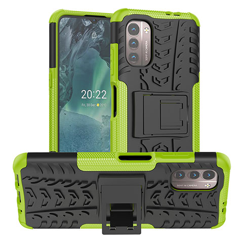 Custodia Silicone e Plastica Opaca Cover con Supporto JX1 per Nokia G11 Verde