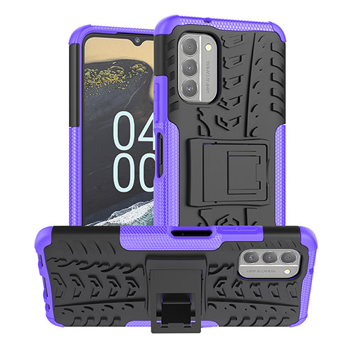 Custodia Silicone e Plastica Opaca Cover con Supporto JX1 per Nokia G400 5G Viola