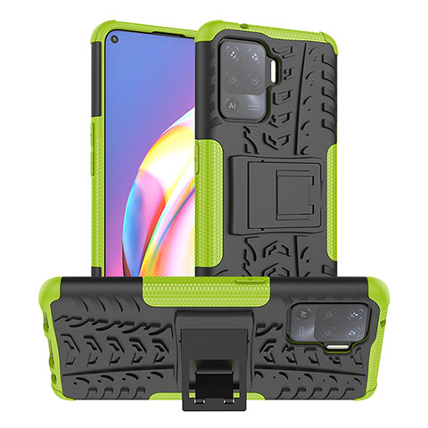 Custodia Silicone e Plastica Opaca Cover con Supporto JX1 per Oppo F19 Pro Verde