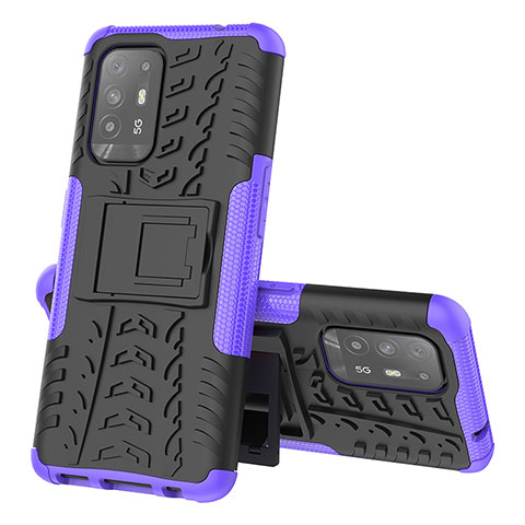 Custodia Silicone e Plastica Opaca Cover con Supporto JX1 per Oppo Reno5 Z 5G Viola