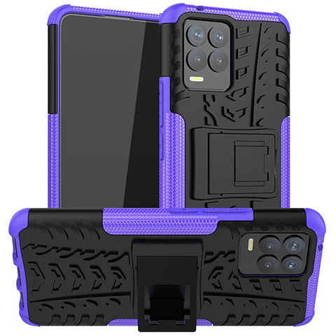 Custodia Silicone e Plastica Opaca Cover con Supporto JX1 per Realme 8 Pro Viola