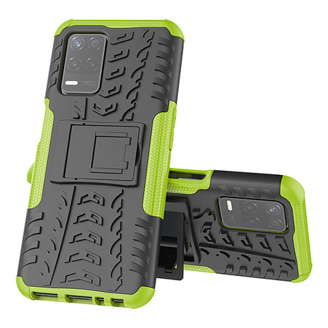 Custodia Silicone e Plastica Opaca Cover con Supporto JX1 per Realme 8s 5G Verde