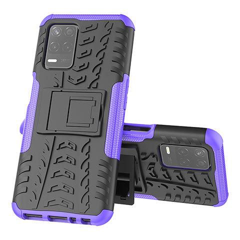 Custodia Silicone e Plastica Opaca Cover con Supporto JX1 per Realme 8s 5G Viola