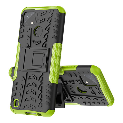 Custodia Silicone e Plastica Opaca Cover con Supporto JX1 per Realme C25Y Verde