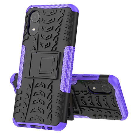 Custodia Silicone e Plastica Opaca Cover con Supporto JX1 per Samsung Galaxy A03 Core Viola