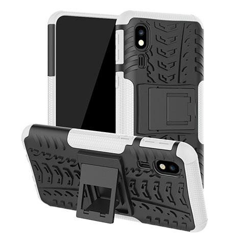 Custodia Silicone e Plastica Opaca Cover con Supporto JX1 per Samsung Galaxy A2 Core A260F A260G Argento