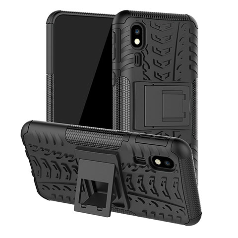 Custodia Silicone e Plastica Opaca Cover con Supporto JX1 per Samsung Galaxy A2 Core A260F A260G Nero