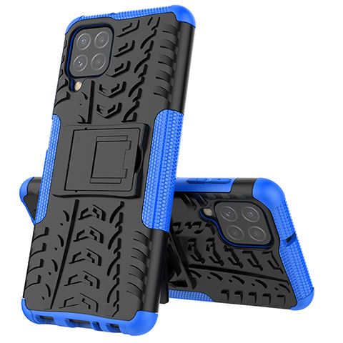 Custodia Silicone e Plastica Opaca Cover con Supporto JX1 per Samsung Galaxy A22 4G Blu