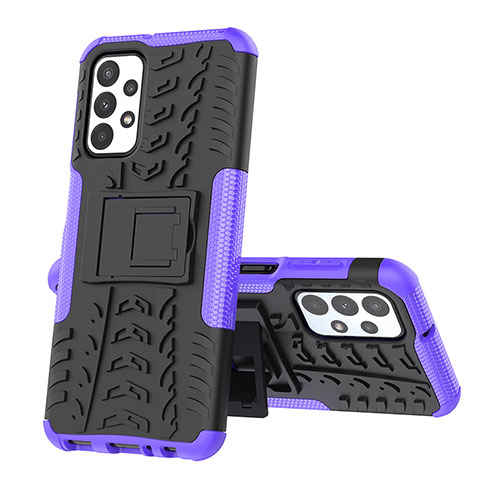 Custodia Silicone e Plastica Opaca Cover con Supporto JX1 per Samsung Galaxy A23 4G Viola