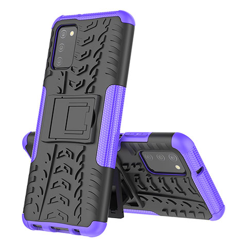 Custodia Silicone e Plastica Opaca Cover con Supporto JX1 per Samsung Galaxy F02S SM-E025F Viola