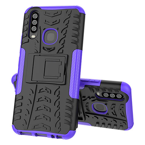 Custodia Silicone e Plastica Opaca Cover con Supporto JX1 per Vivo Y3s Viola