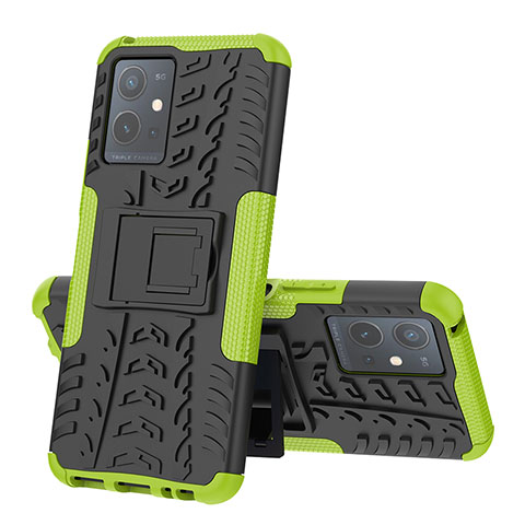 Custodia Silicone e Plastica Opaca Cover con Supporto JX1 per Vivo Y55s 5G Verde