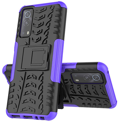 Custodia Silicone e Plastica Opaca Cover con Supporto JX1 per Vivo Y75s 5G Viola