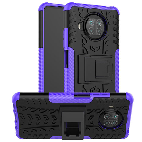 Custodia Silicone e Plastica Opaca Cover con Supporto JX1 per Xiaomi Mi 10i 5G Viola