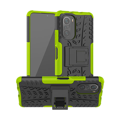 Custodia Silicone e Plastica Opaca Cover con Supporto JX1 per Xiaomi Mi 11X Pro 5G Verde