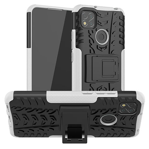 Custodia Silicone e Plastica Opaca Cover con Supporto JX1 per Xiaomi POCO C31 Argento
