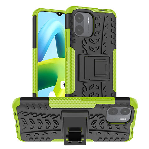 Custodia Silicone e Plastica Opaca Cover con Supporto JX1 per Xiaomi Poco C51 Verde