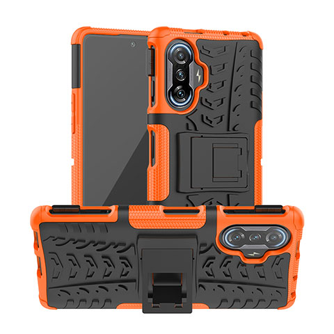 Custodia Silicone e Plastica Opaca Cover con Supporto JX1 per Xiaomi Poco F3 GT 5G Arancione