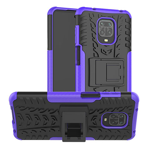 Custodia Silicone e Plastica Opaca Cover con Supporto JX1 per Xiaomi Poco M2 Pro Viola