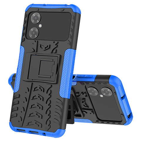 Custodia Silicone e Plastica Opaca Cover con Supporto JX1 per Xiaomi Poco M4 5G Blu